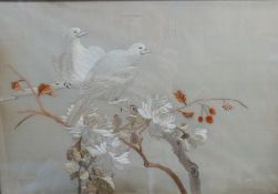 Two Japanese embroideries of birds c1910