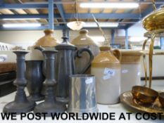 Pierced brass candlesticks, brassware, p