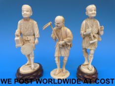 Three Japanese Meiji period ivory okimon