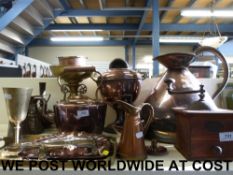 A collection of 19thC copper and brass w