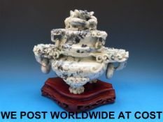 A Chinese large pale greyish-green jadei