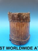 An 18thC wooden iron bound pail, height