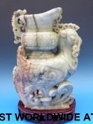A large Chinese jadeite figural lidded v