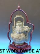 A Chinese jadeite figural lidded vase in