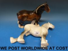 Two Beswick shires, in grey and brown co