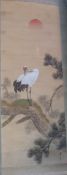 Chinese scroll picture of a heron on a p