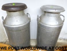 Two aluminium milk churns, one Nottingha