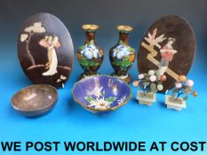 A pair of 20thC Chinese cloisonne vases