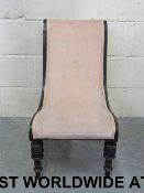A 19thC upholstered and ebonised nursing