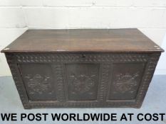 A 17thC /18thC peg jointed oak coffer ha
