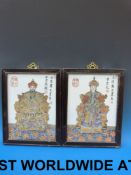 Two Chinese porcelain plaques of Emperor