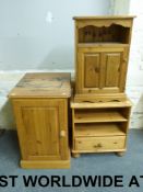 Three pine bedside cabinets