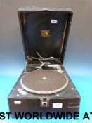 An HMV portable gramophone