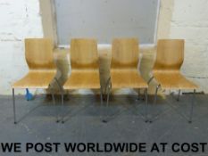 Four chrome and bentwood chairs