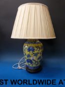 Three various table lamps made from vase
