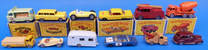 Twelve Matchbox diecast model vehicles (