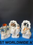 Five Staffordshire figure groups