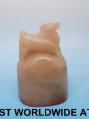 A Chinese soapstone seal with carved dee