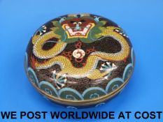 A Chinese cylindrical cloisonne pot with