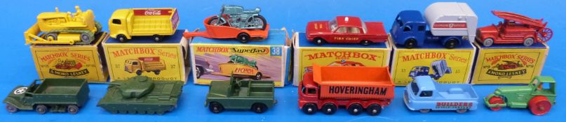 Twelve Matchbox diecast model vehicles (
