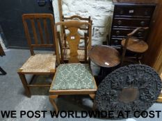 A carved Eastern occasional table, tray
