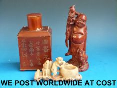 A 19thC / 20thC carved wooden Chinese fi