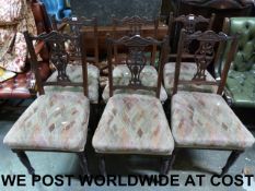 A set of six carved mahogany dining chai