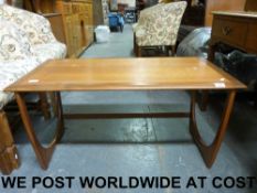A teak G plan coffee table (length 99cm,