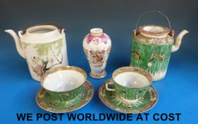 A Chinese Canton famille rose tea pot wi