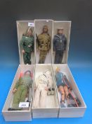 Six Action Man figures, Sailor, Diver, P