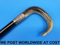 A rhinoceros handled walking stick with