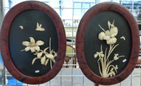A pair of 19thC Shibayama panels of flow