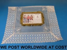 An early 20thC silk and Nottingham lace