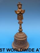 A Chinese / Tibetan bell with figural fi