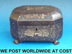 A Chinese lacquered tea caddy