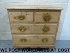 A 19thC pine chest of two over two drawe