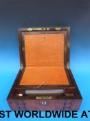 A 19thC burr walnut writing slope with T