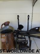 A collection of fireside items including