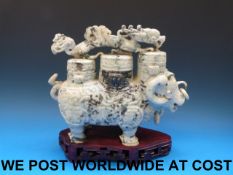 A large Chinese jadeite figural lidded v