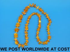 An amber necklace of irregular shaped be
