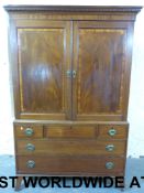 A Georgian mahogany linen press, the cro