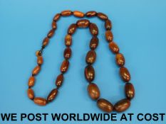 A rhinoceros horn necklace comprising 33