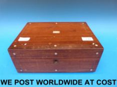 A 19thC rosewood workbox with mother-of-