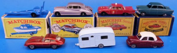 Seven Matchbox diecast model vehicles (f