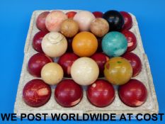 Twenty-seven 19thC ivory snooker/billiar