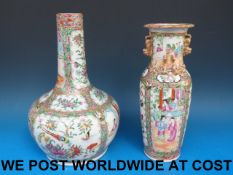Two Chinese Canton vases, one of bottle