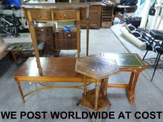 A small two drawer side table, reproduct