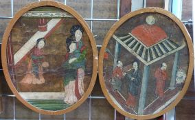 A pair of Chinese oil paintings of chara