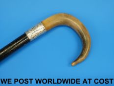 A rhinoceros horn handled walking stick