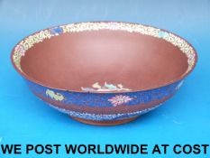 A 19thC Chinese Yixing bowl with enamell